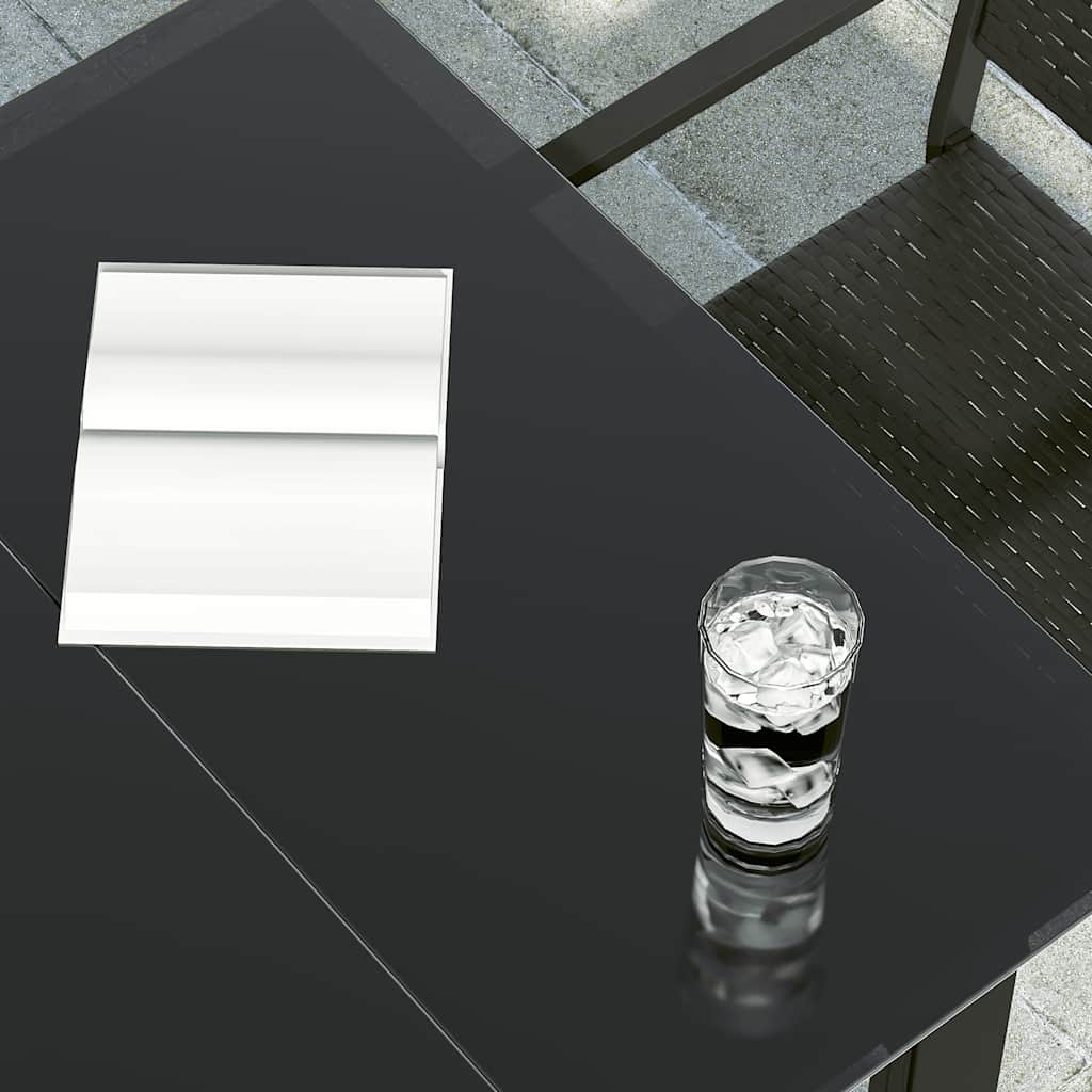 Garden Dining Table Black 80x80x74 cm Steel and Glass