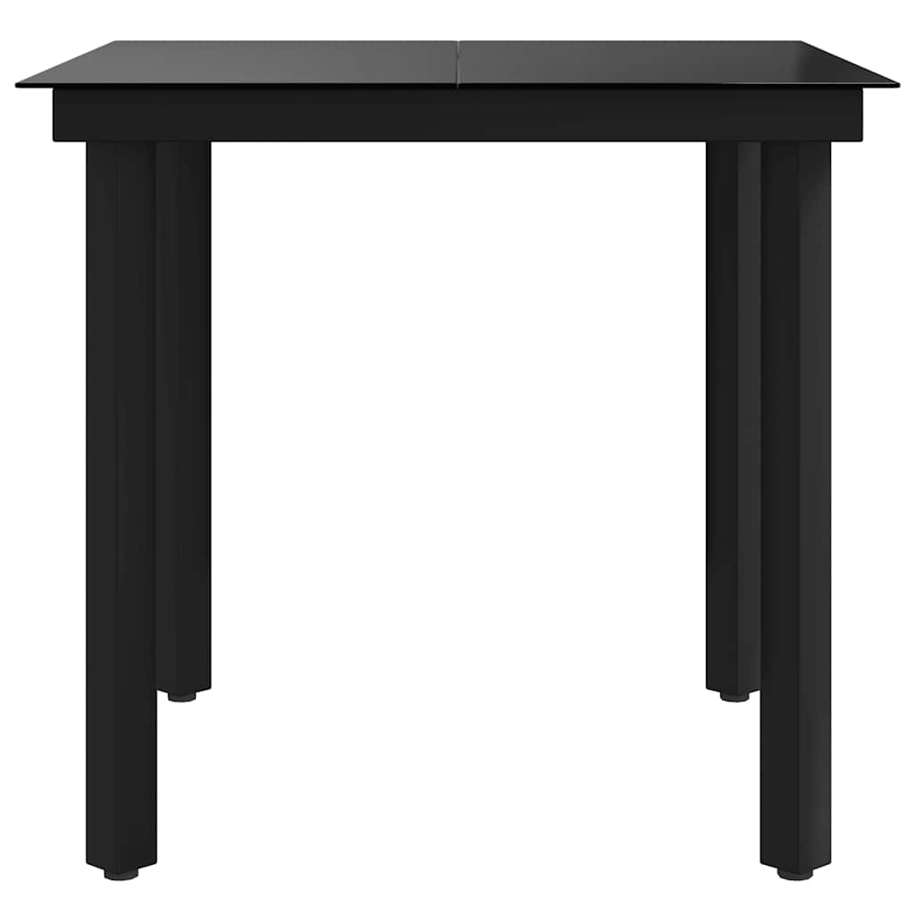 Garden Dining Table Black 80x80x74 cm Steel and Glass