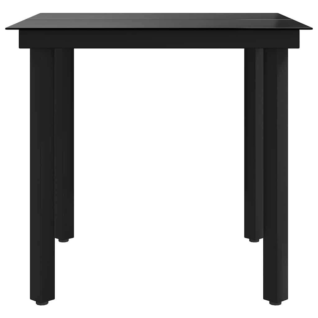 Garden Dining Table Black 80x80x74 cm Steel and Glass