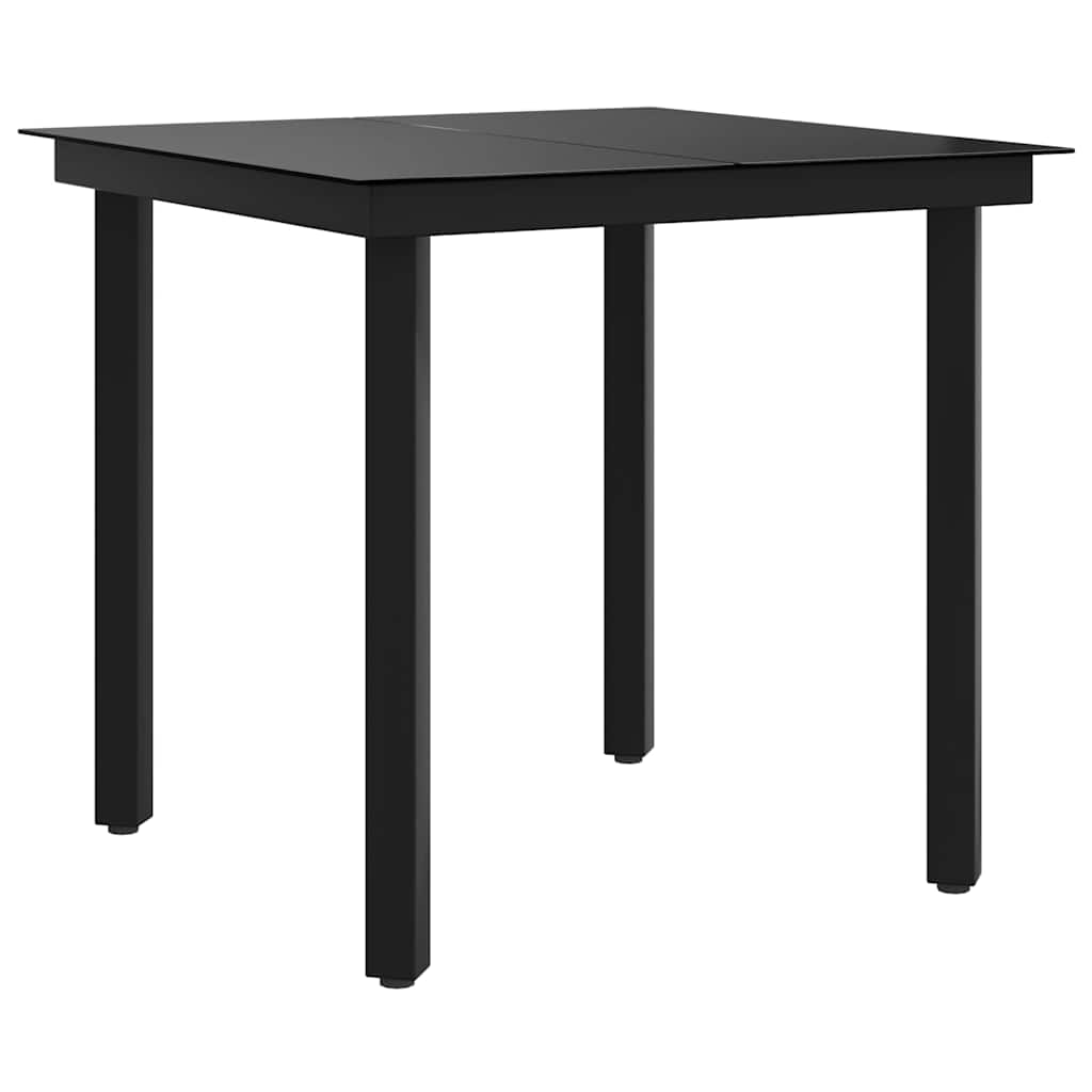 Garden Dining Table Black 80x80x74 cm Steel and Glass