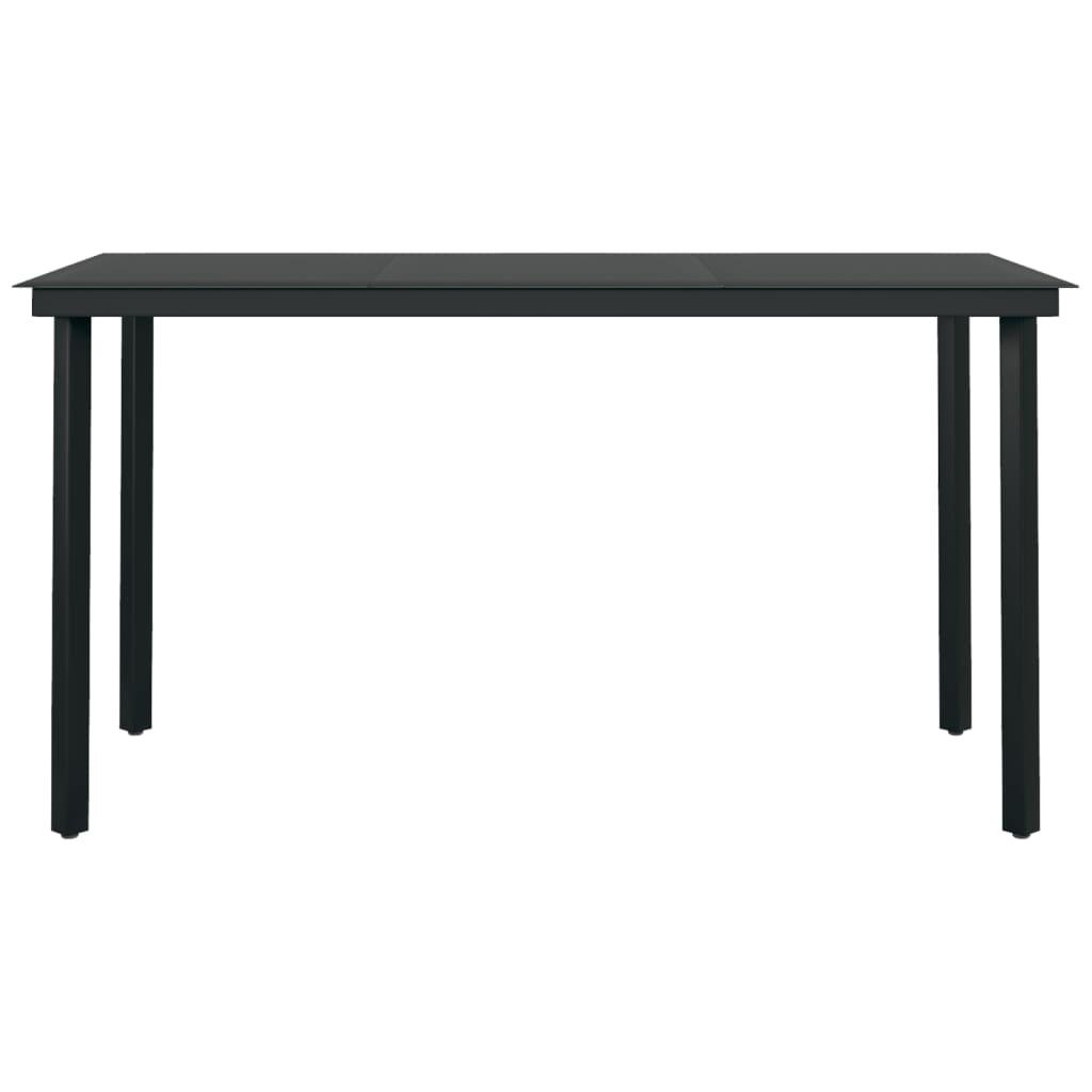 Garden Dining Table Black 140x70x74 cm Steel and Glass