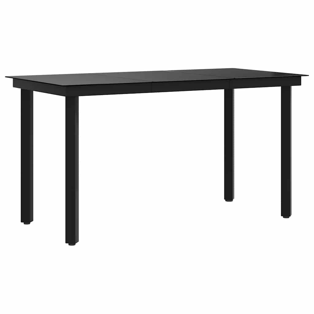 Garden Dining Table Black 140x70x74 cm Steel and Glass