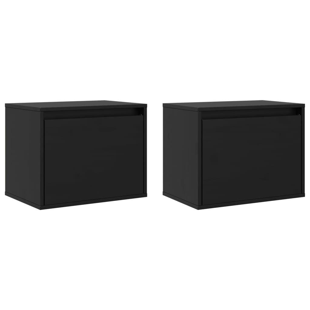 Wall Cabinets 2 pcs Black 45x30x35 cm Solid Wood Pine