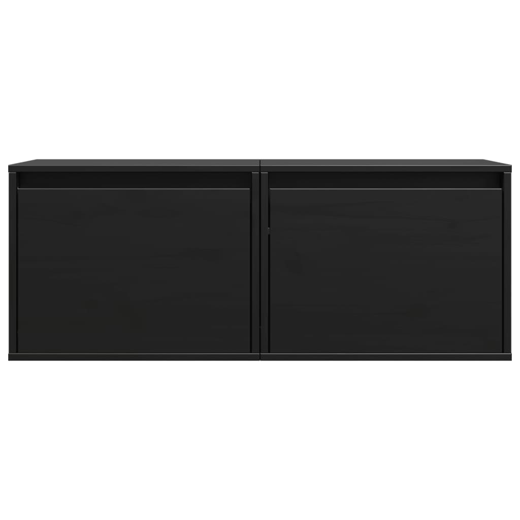 Wall Cabinets 2 pcs Black 45x30x35 cm Solid Wood Pine