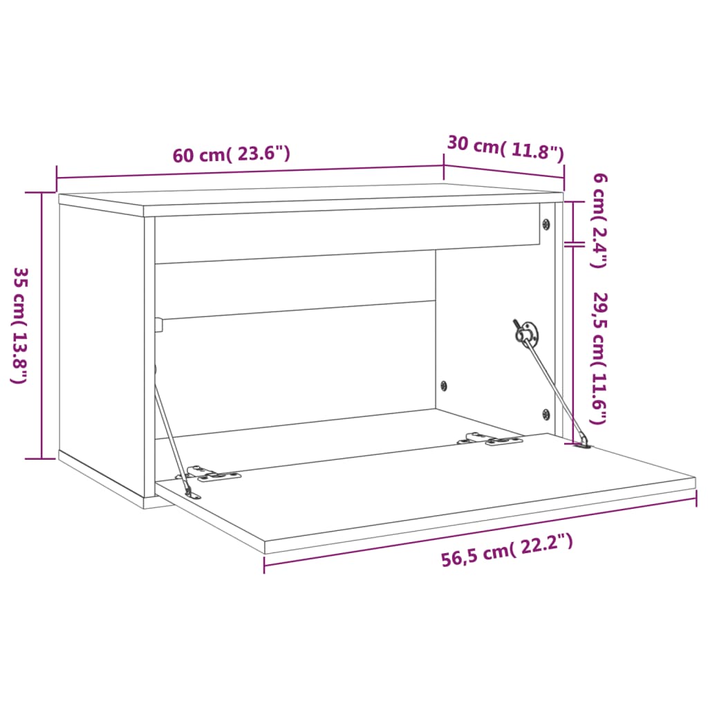 Wall Cabinet 60x30x35 cm Solid Wood Pine