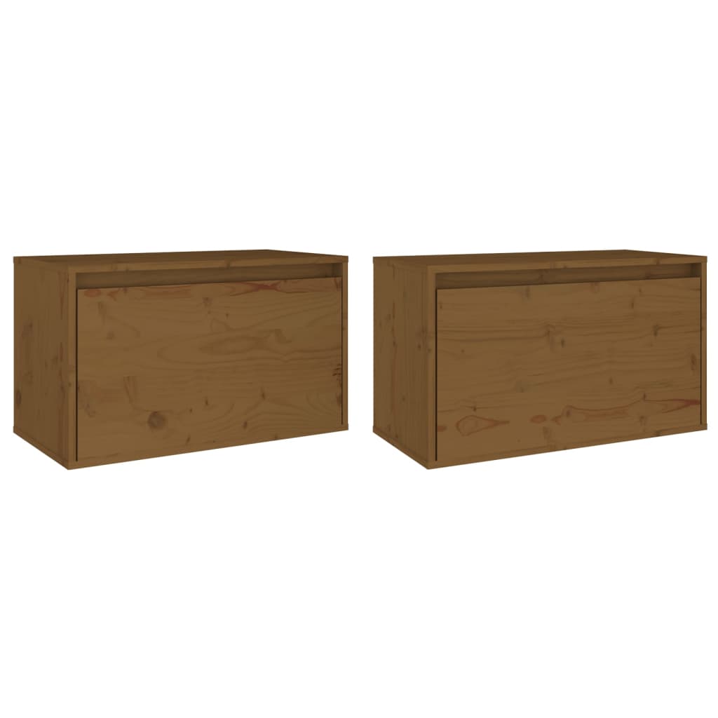 Wall Cabinets 2 pcs Honey Brown 60x30x35 cm Solid Wood Pine