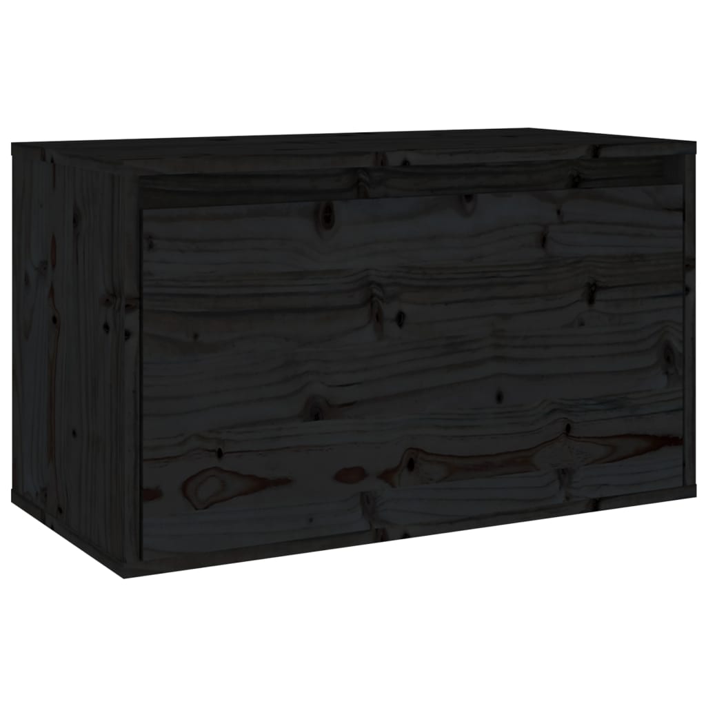 Wall Cabinet Black 60x30x35 cm Solid Wood Pine