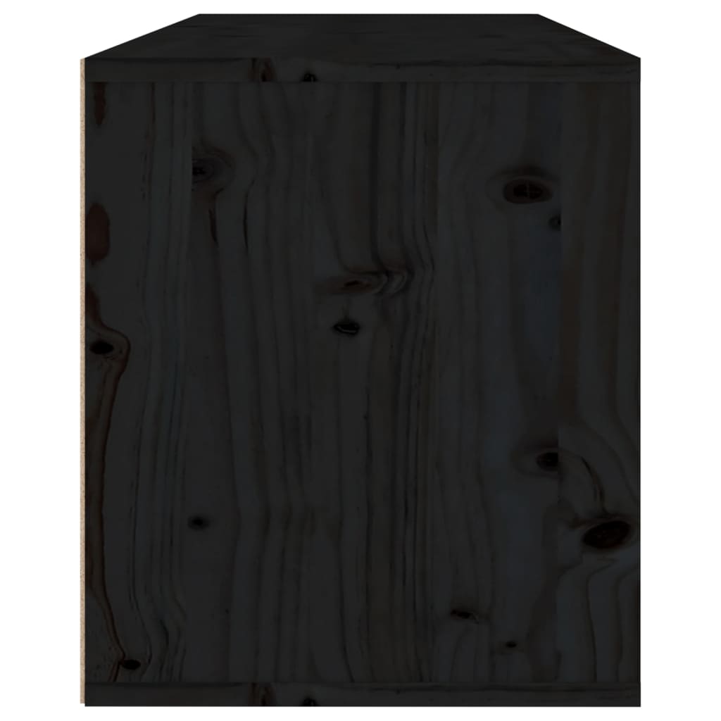 Wall Cabinet Black 80x30x35 cm Solid Wood Pine