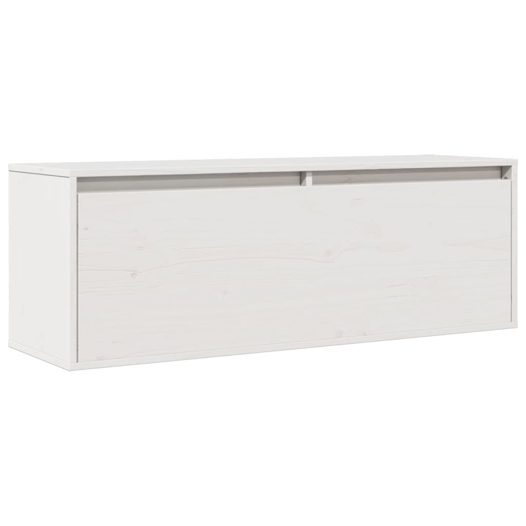 Wall Cabinet White 100x30x35 cm Solid Wood Pine