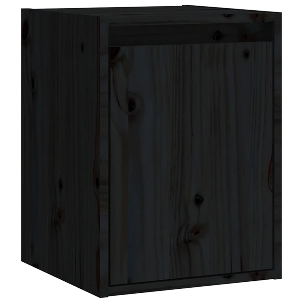 Wall Cabinets 2pcs Black 30x30x40 cm Solid Wood Pine