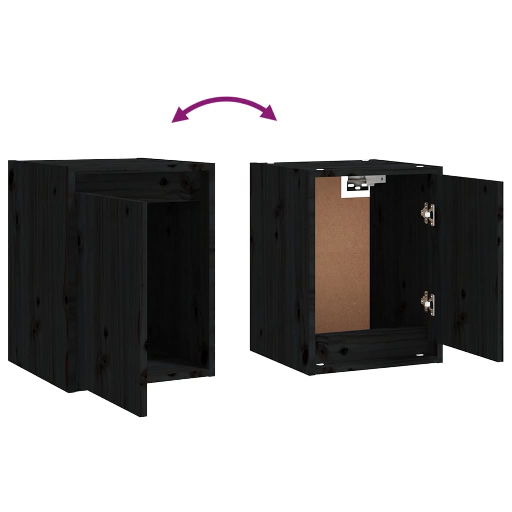 Wall Cabinets 2pcs Black 30x30x40 cm Solid Wood Pine