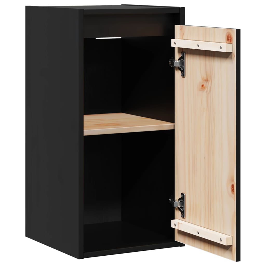 Wall Cabinets 2 pcs Black 30x30x60 cm Solid Wood Pine