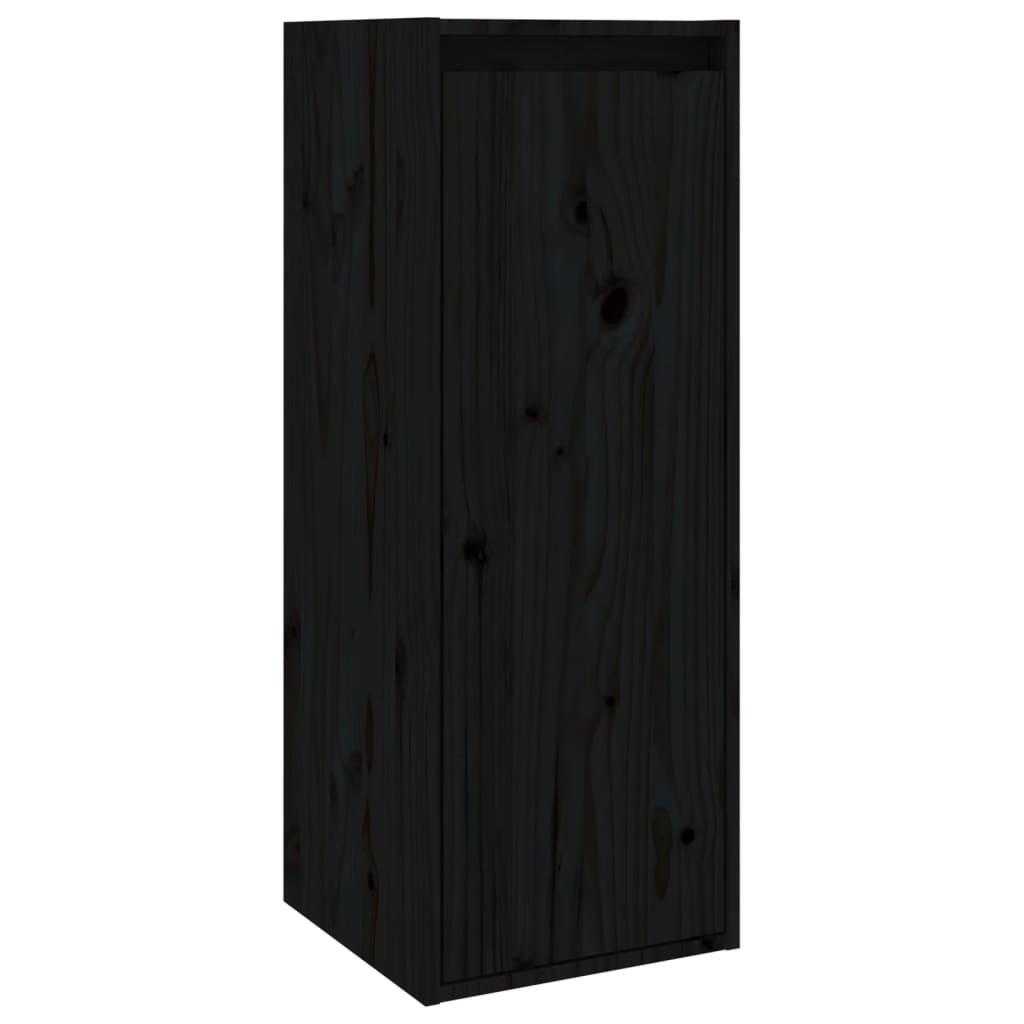 Wall Cabinets 2 pcs Black 30x30x80 cm Solid Wood Pine