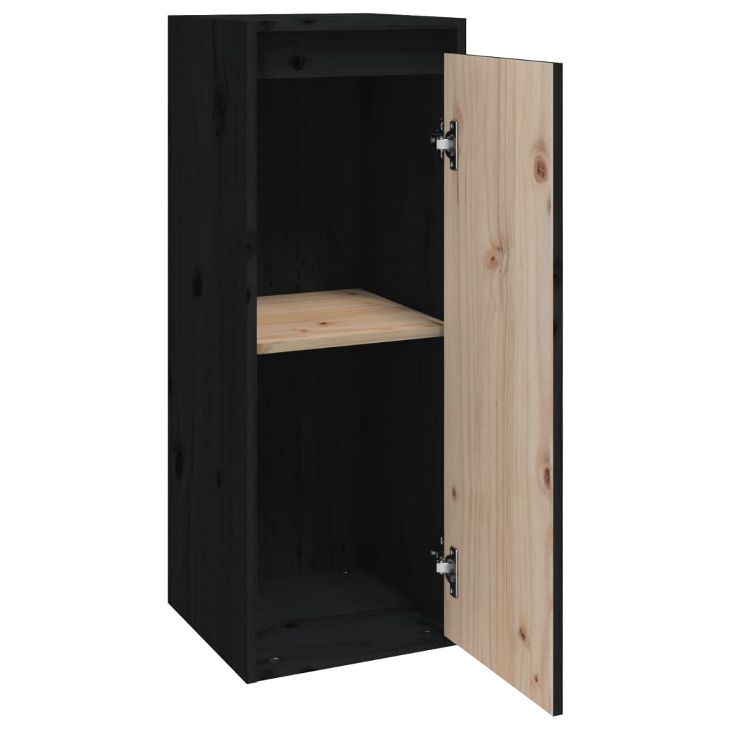 Wall Cabinets 2 pcs Black 30x30x80 cm Solid Wood Pine