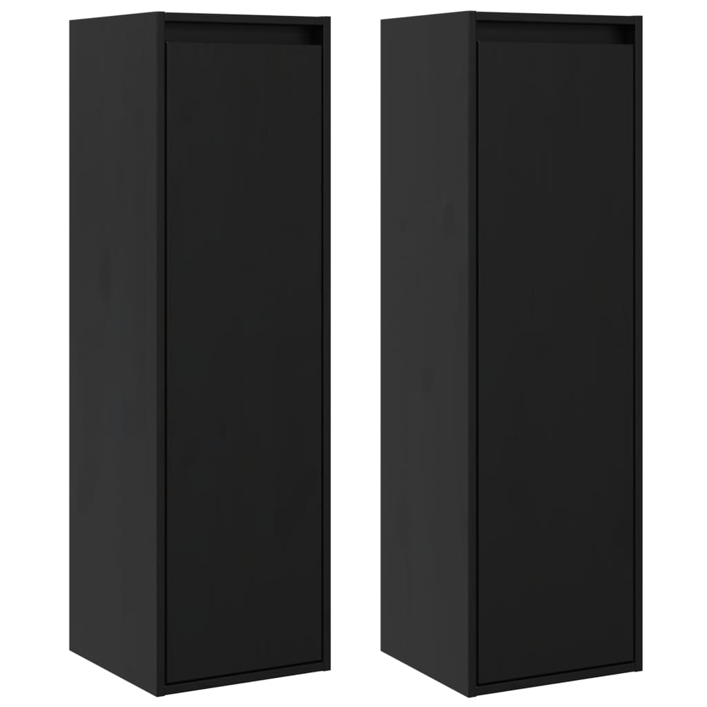 Wall Cabinets 2 pcs Black 30x30x100 cm Solid Wood Pine