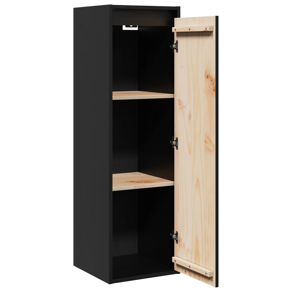 Wall Cabinets 2 pcs Black 30x30x100 cm Solid Wood Pine