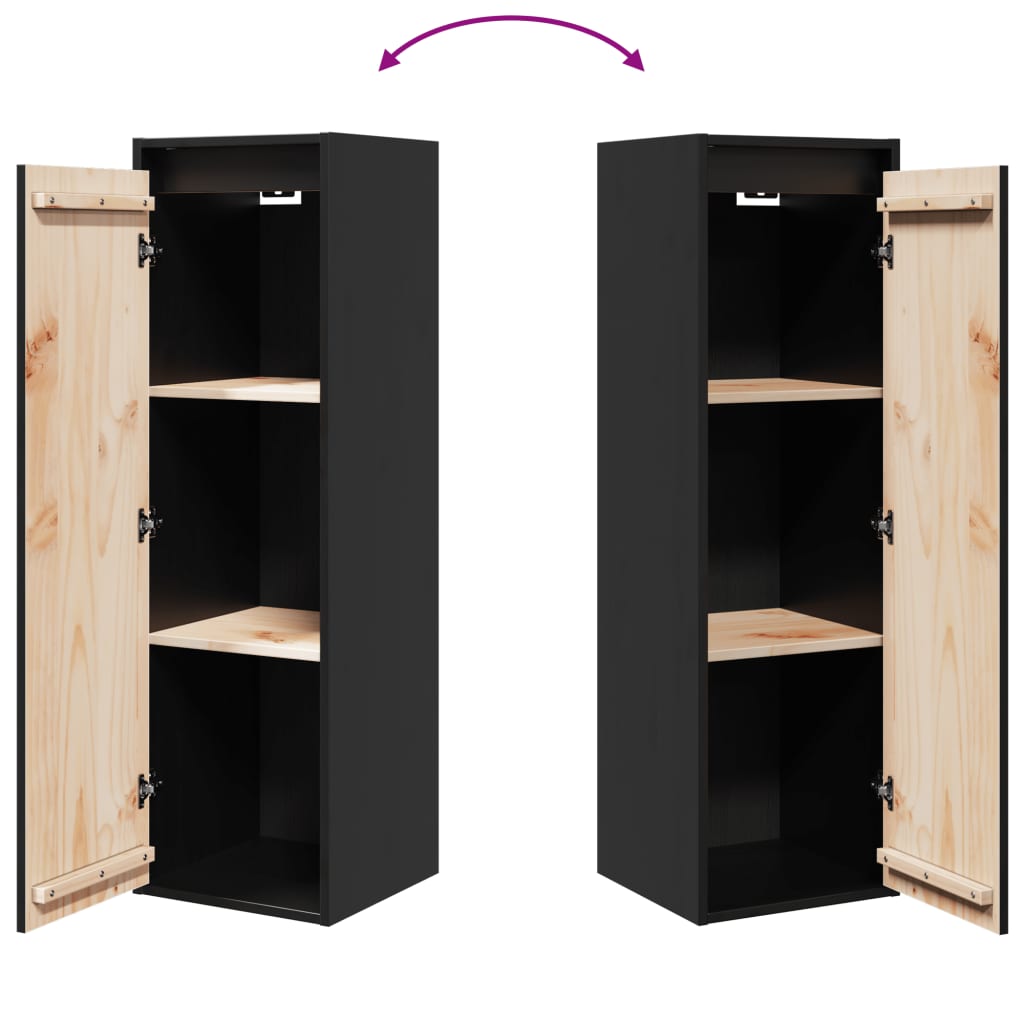 Wall Cabinets 2 pcs Black 30x30x100 cm Solid Wood Pine