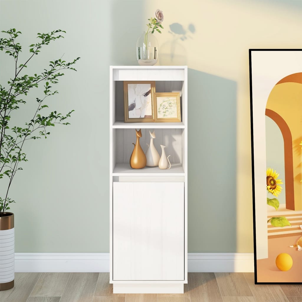 Highboard White 37x34x110 cm Solid Wood Pine