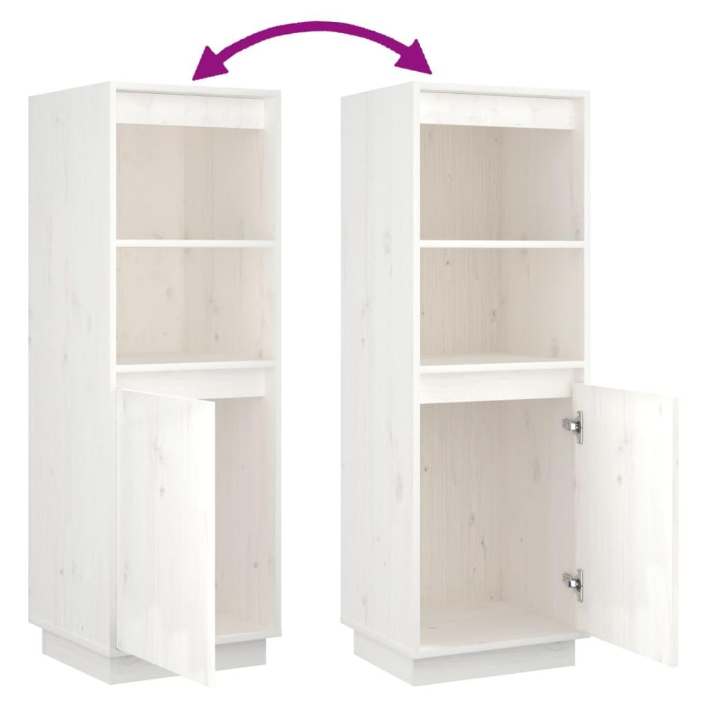 Highboard White 37x34x110 cm Solid Wood Pine