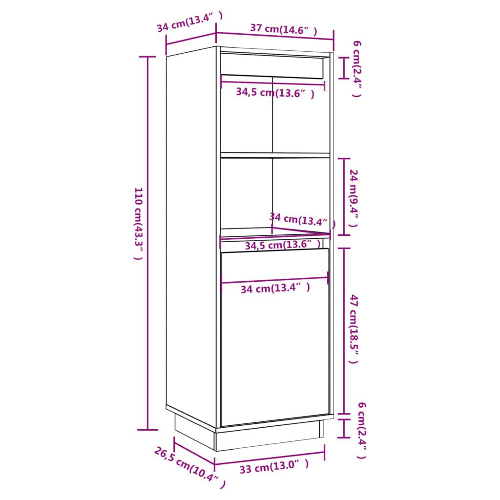 Highboard White 37x34x110 cm Solid Wood Pine
