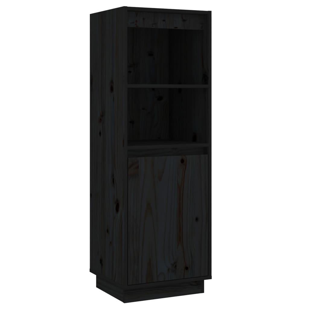 Highboard Black 37x34x110 cm Solid Wood Pine