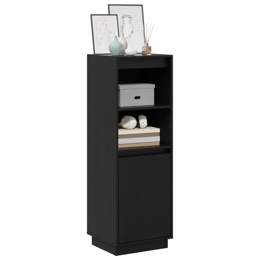 Highboard Black 37x34x110 cm Solid Wood Pine