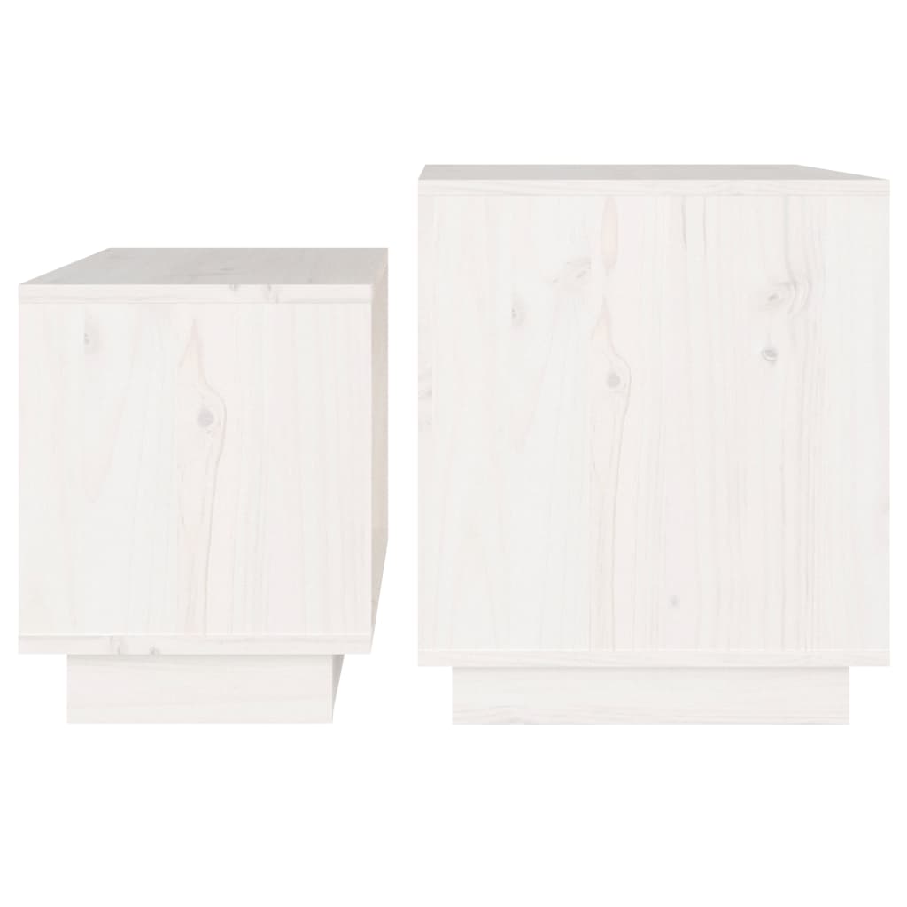 Nesting Coffee Tables 2 pcs White Solid Wood Pine