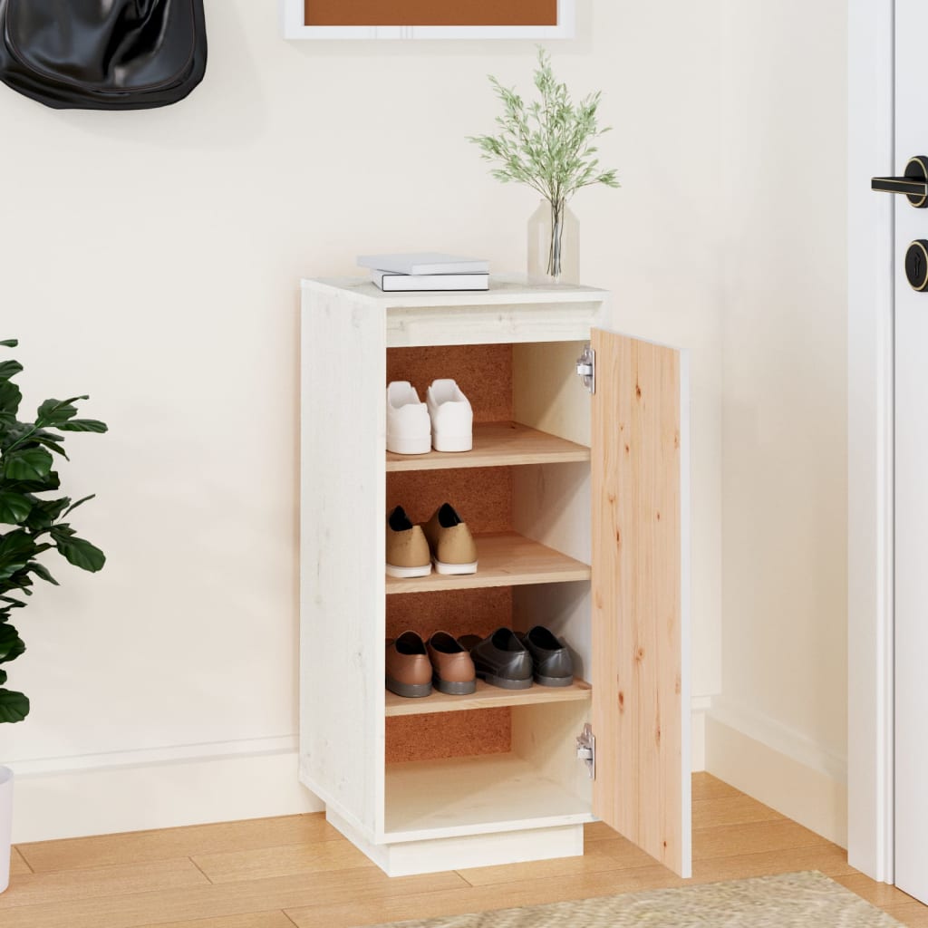 Shoe Cabinet White 35x35x80 cm Solid Wood Pine