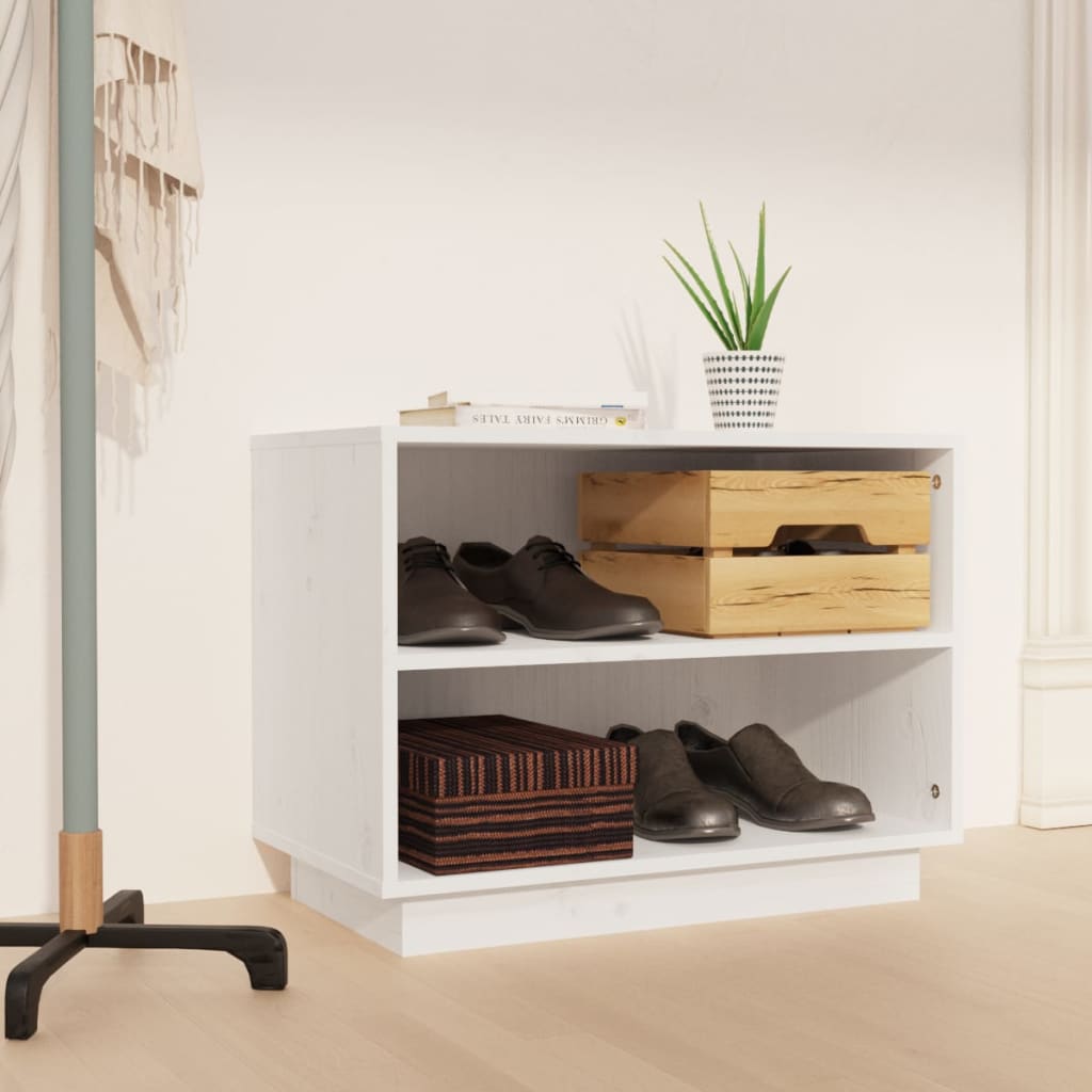 Shoe Cabinet White 60x34x45 cm Solid Wood Pine