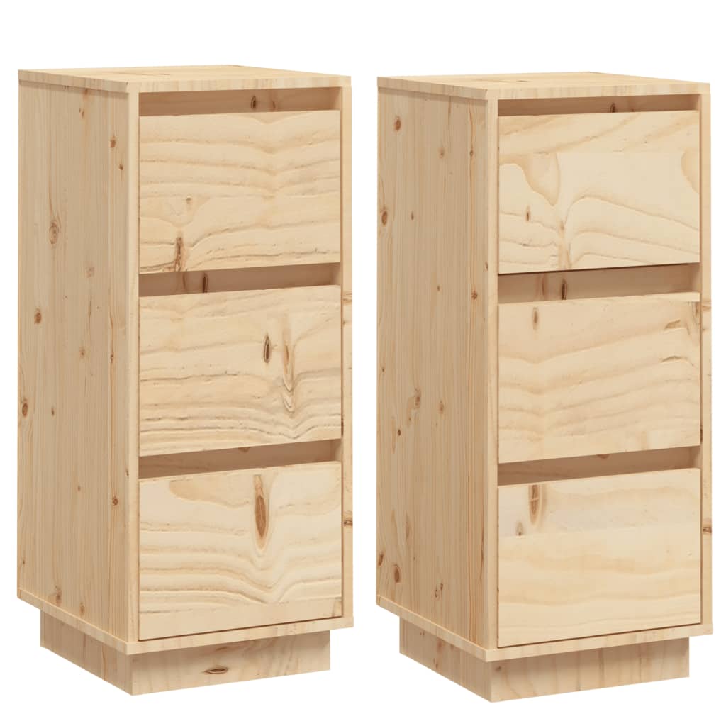 Sideboards 2 pcs 32x34x75 cm Solid Wood Pine