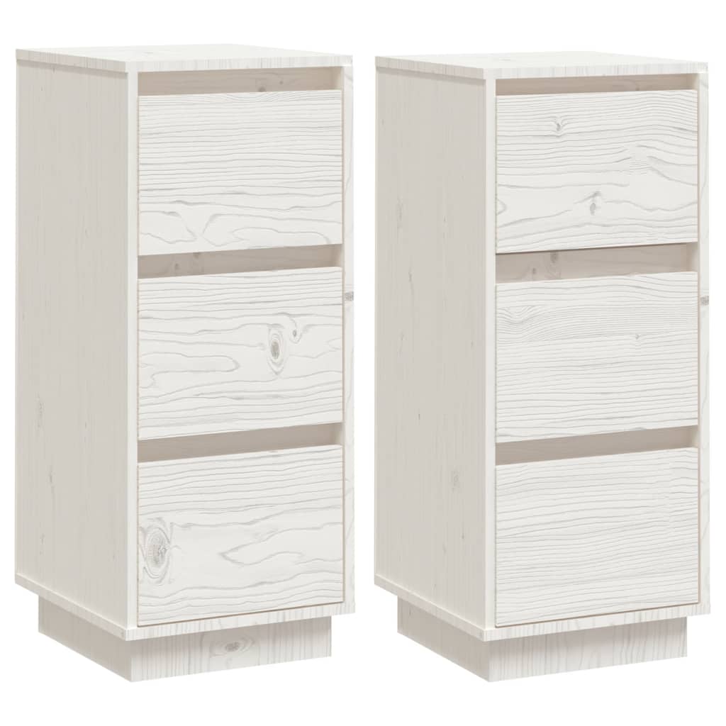 Sideboards 2 pcs White 32x34x75 cm Solid Wood Pine