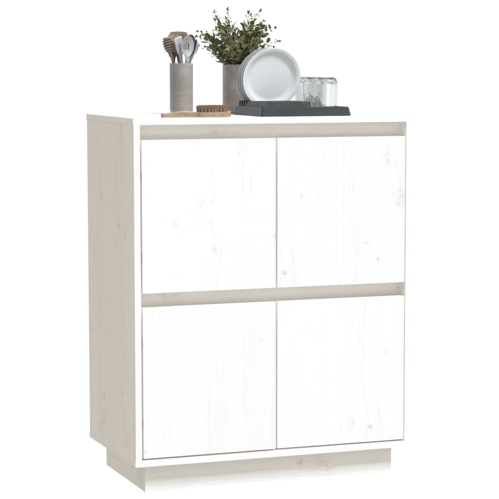 Sideboard White 60x34x75 cm Solid Wood Pine