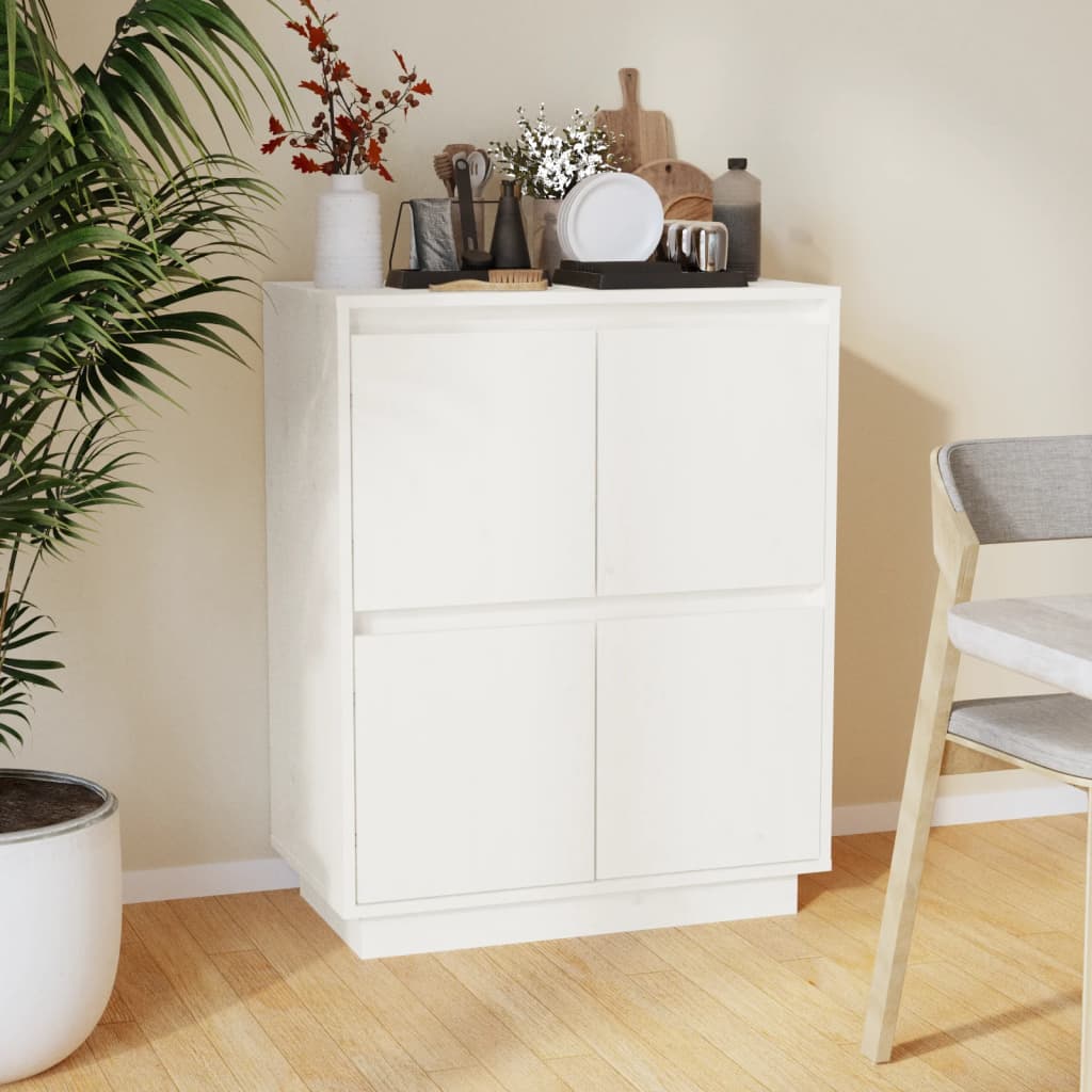 Sideboard White 60x34x75 cm Solid Wood Pine