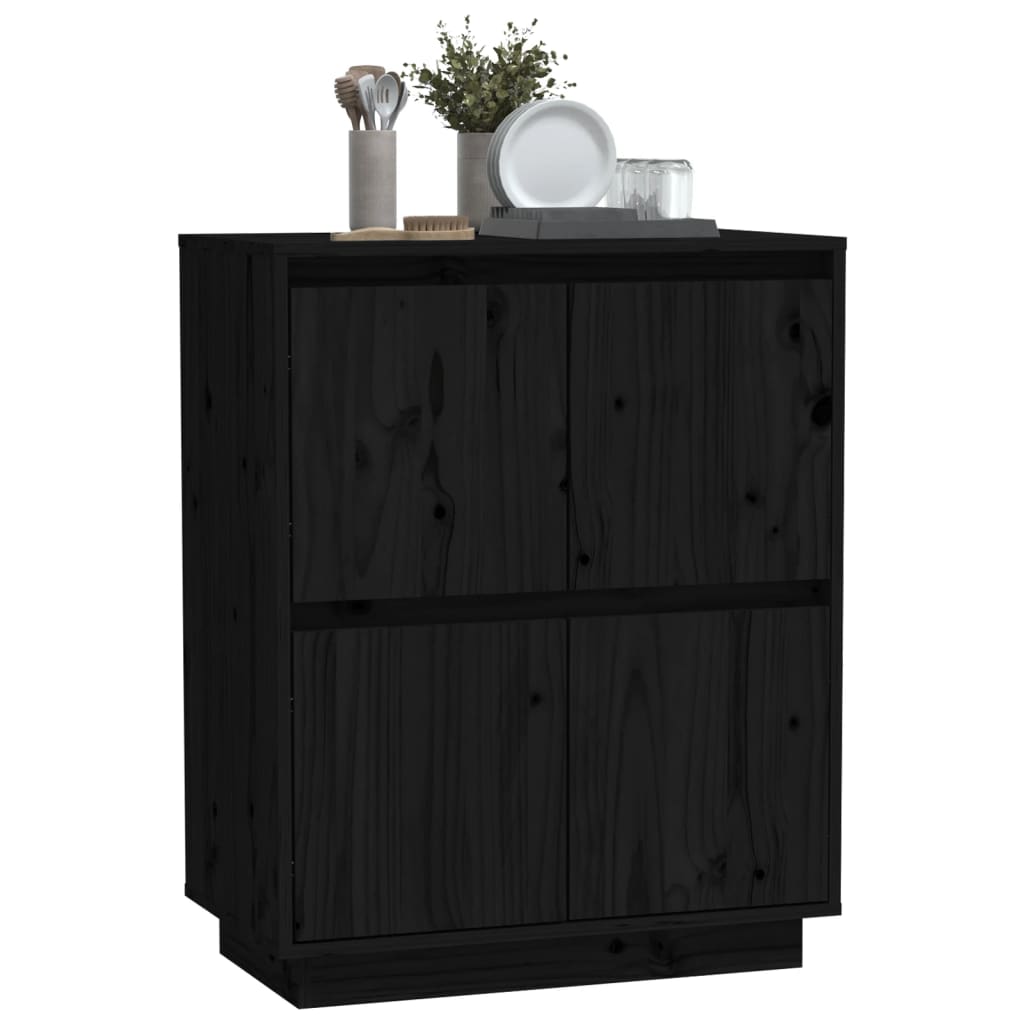 Sideboard Black 60x34x75 cm Solid Wood Pine