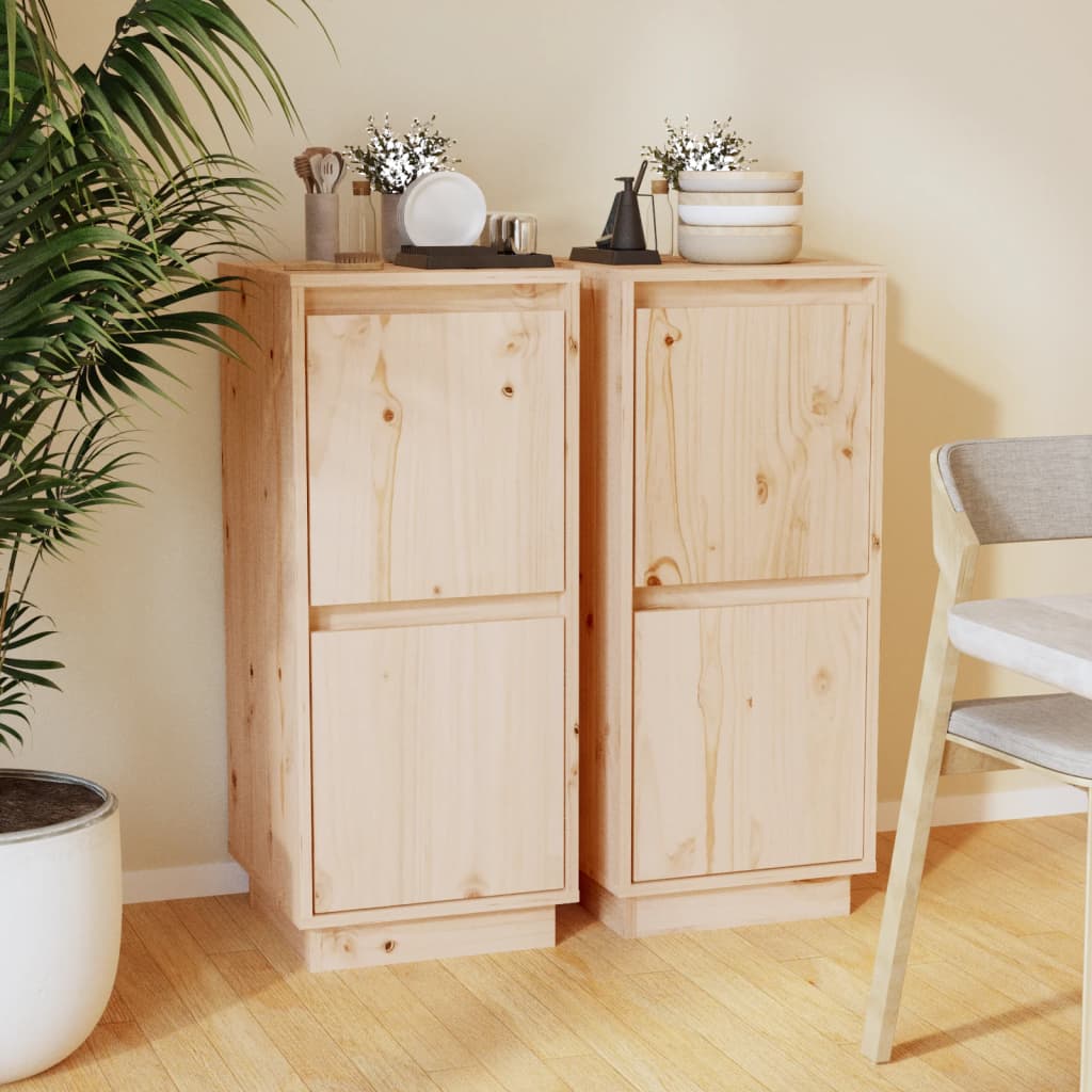 Sideboards 2 pcs 31.5x34x75 cm Solid Wood Pine