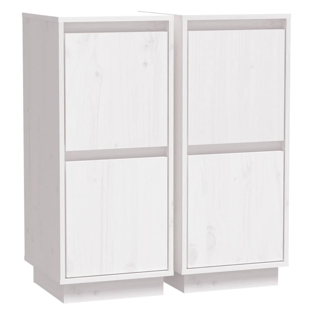 Sideboards 2 pcs White 31.5x34x75 cm Solid Wood Pine