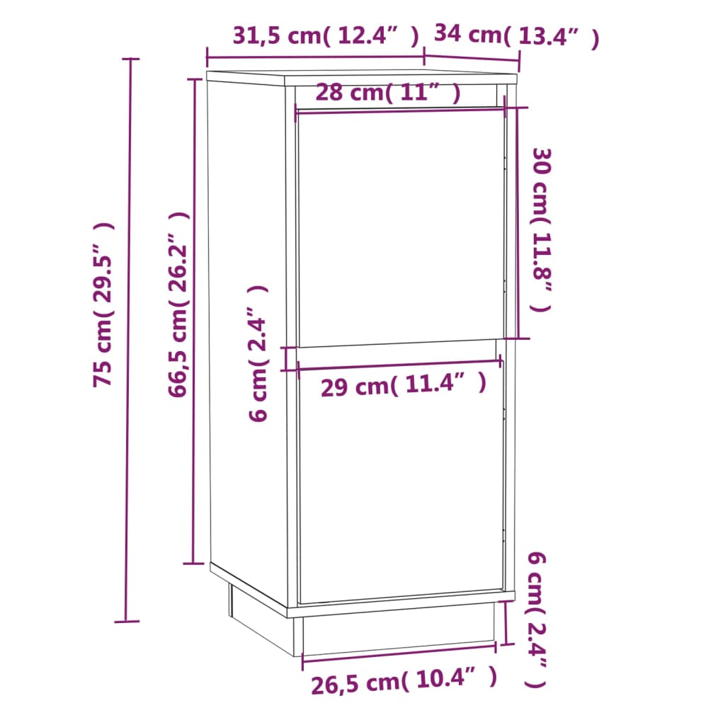 Sideboards 2 pcs Honey Brown 31.5x34x75 cm Solid Wood Pine