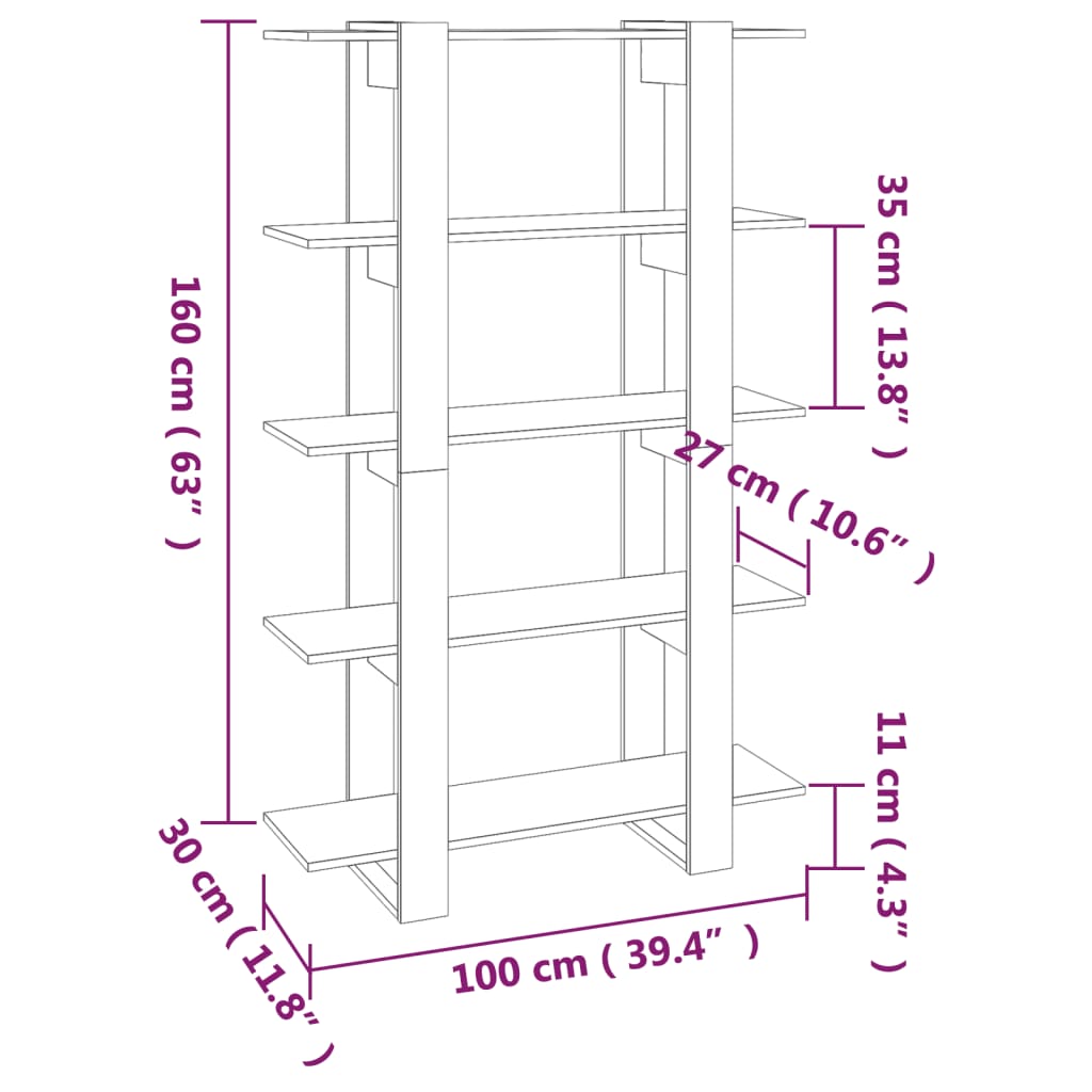 Book Cabinet/Room Divider Black 100x30x160 cm