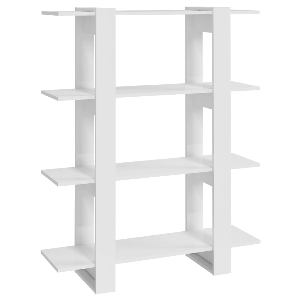 Book Cabinet/Room Divider High Gloss White 100x30x123.5 cm