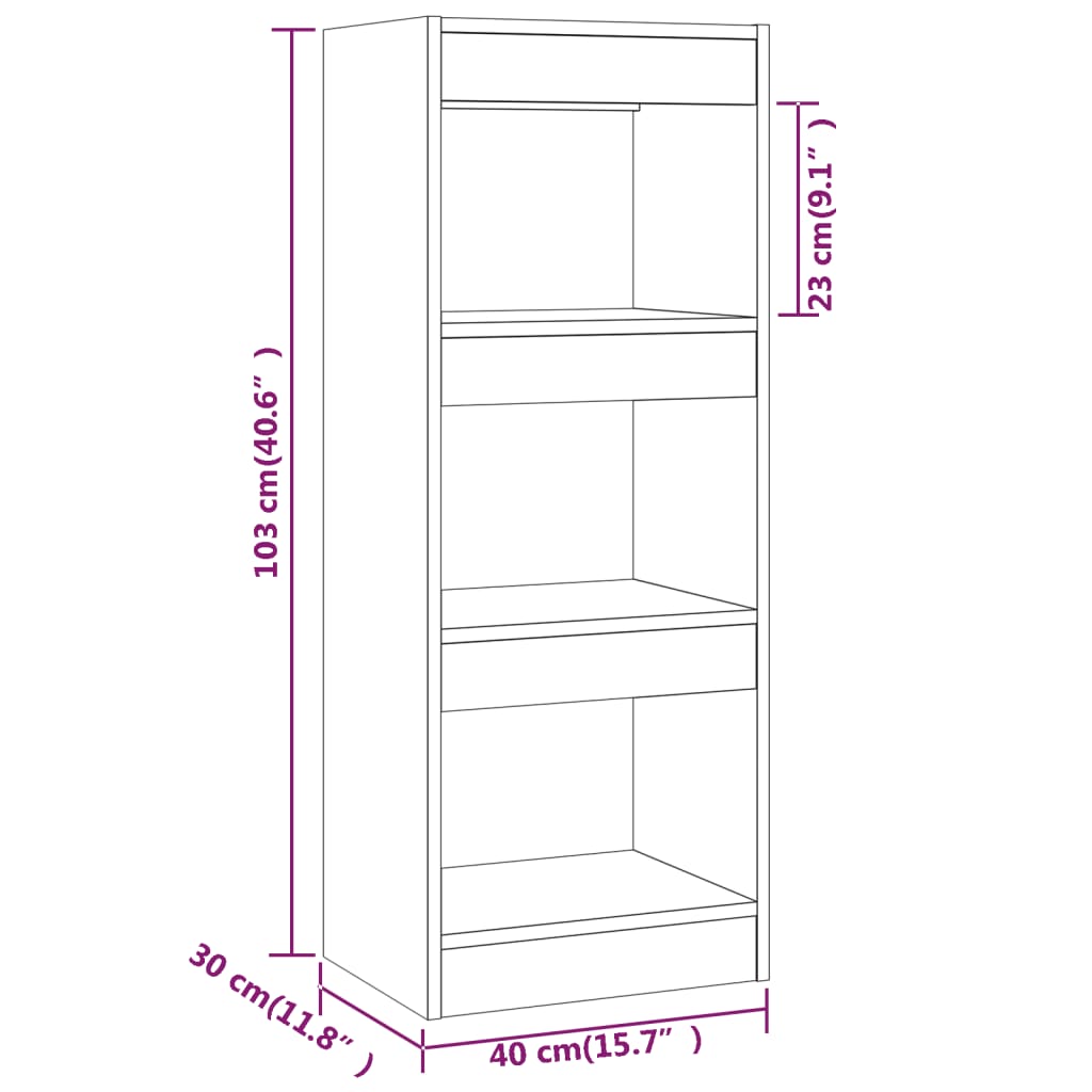 Book Cabinet/Room Divider Black 40x30x103 cm Engineered Wood