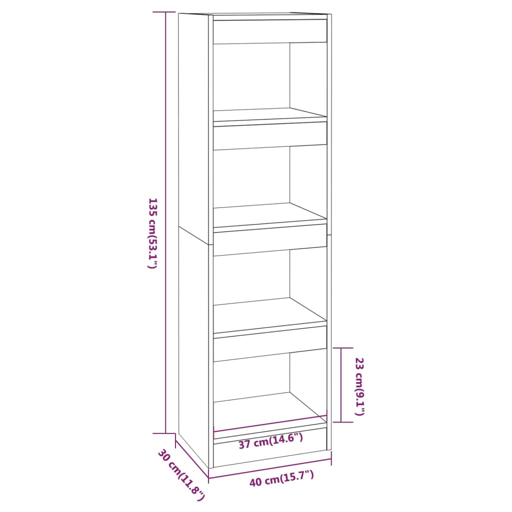 Book Cabinet/Room Divider Sonoma Oak 40x30x135 cm