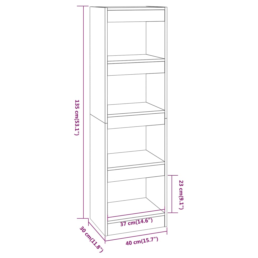 Book Cabinet/Room Divider High Gloss White 40x30x135 cm