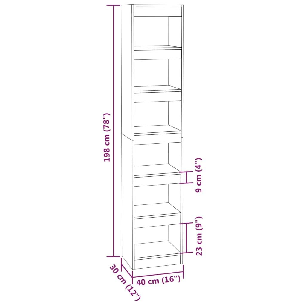 Book Cabinet/Room Divider White 40x30x198 cm