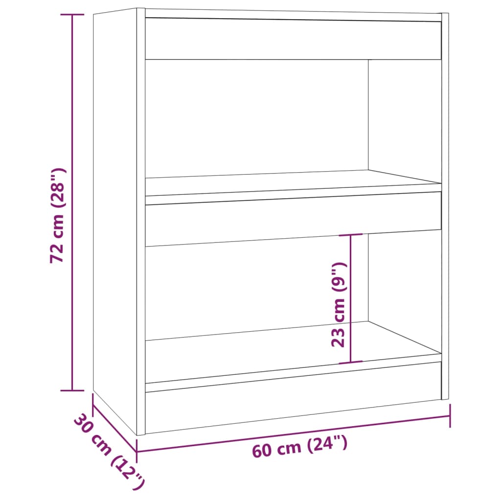 Book Cabinet/Room Divider Concrete Grey 60x30x72 cm