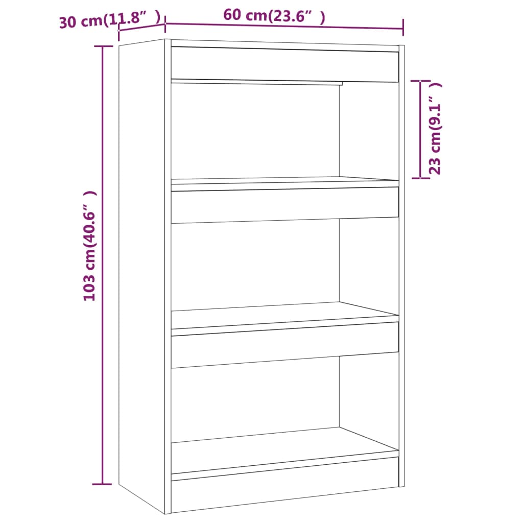 Book Cabinet/Room Divider White 60x30x103 cm Engineered Wood