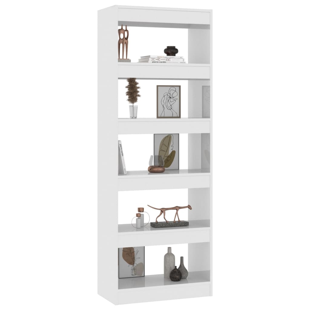 Book Cabinet/Room Divider High Gloss White 60x30x166 cm Engineered Wood