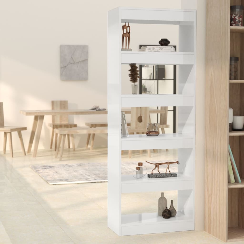 Book Cabinet/Room Divider High Gloss White 60x30x166 cm Engineered Wood