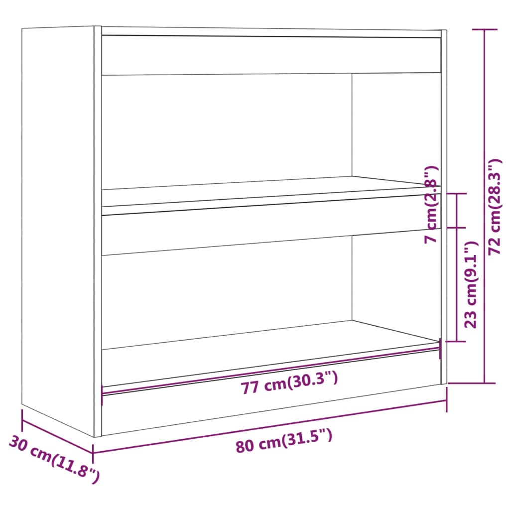 Book Cabinet/Room Divider White 80x30x72 cm