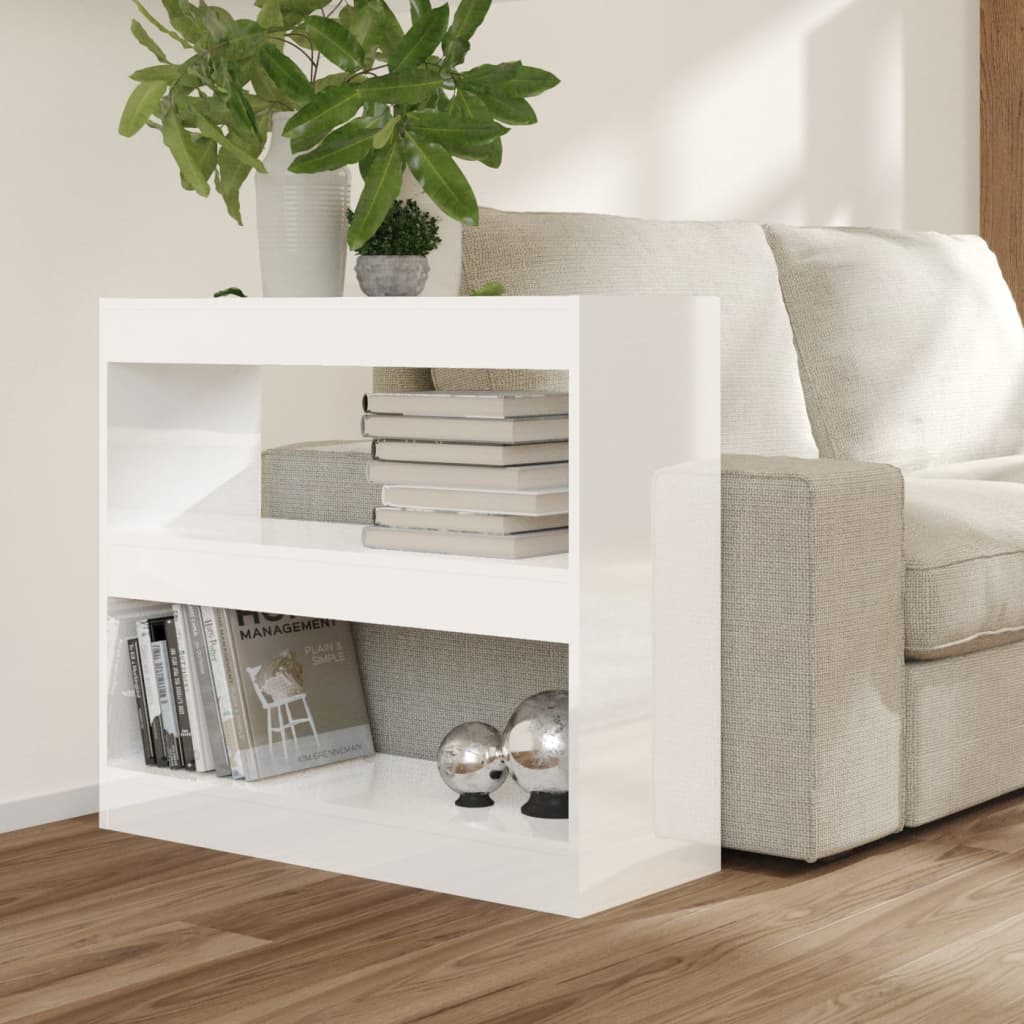 Book Cabinet/Room Divider High Gloss White 80x30x72 cm