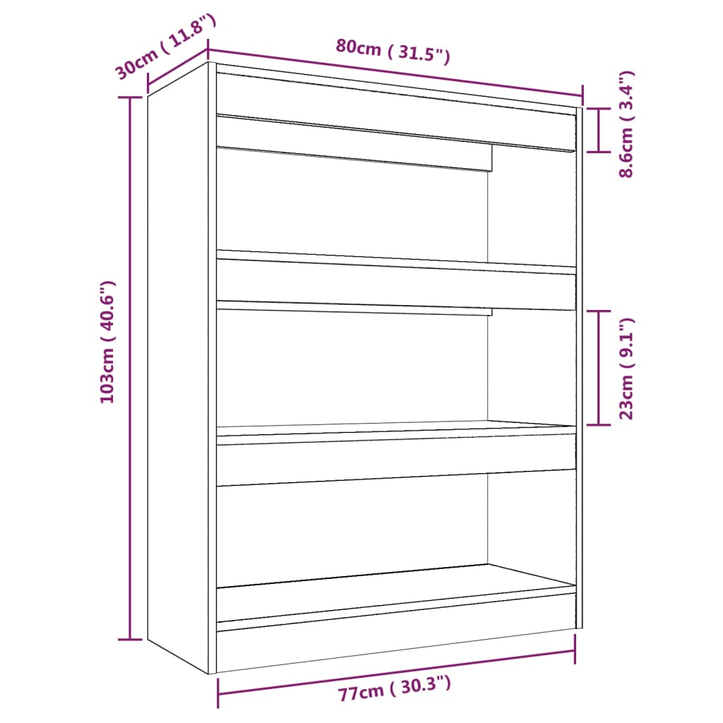 Book Cabinet/Room Divider High Gloss White 80x30x103 cm Engineered wood